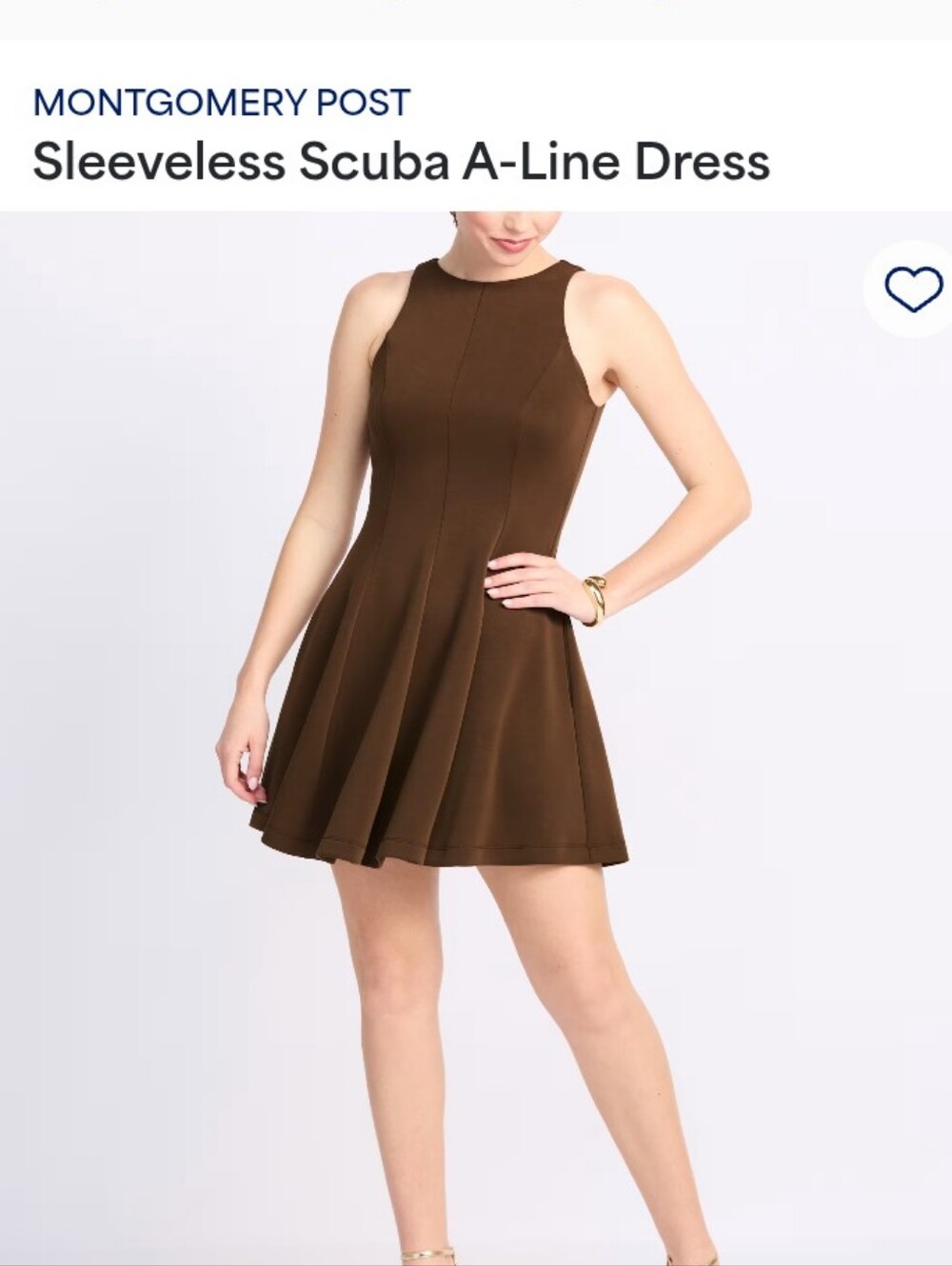 Brown Sleeveless Scuba A-Line Mini Dress